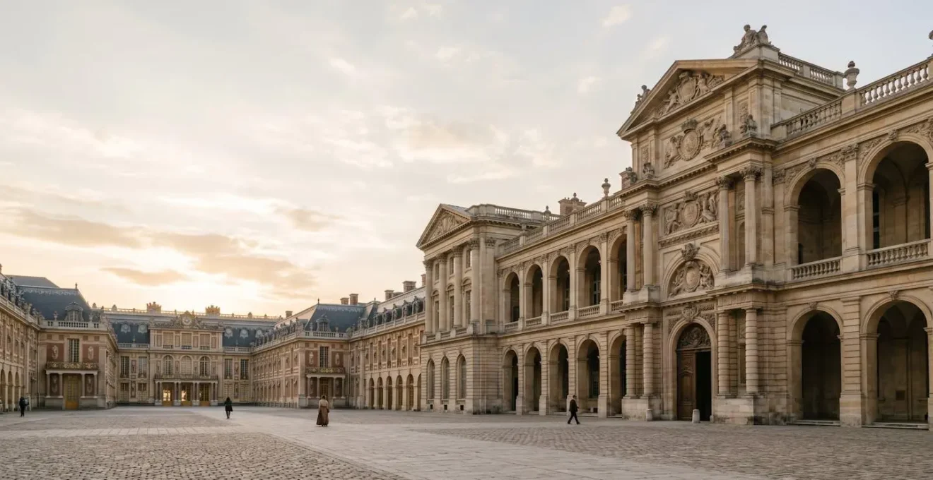 Vue architecturale d'un palais historique européen révélant les symboles du pouvoir politique à travers ses matériaux nobles