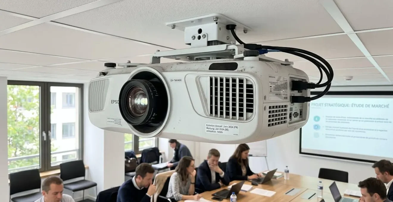 Projecteur professionnel installé au plafond d