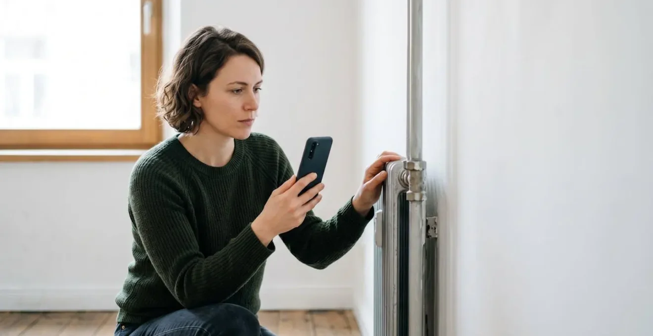 Voyageur analysant attentivement les détails d'un appartement de location pendant une visite